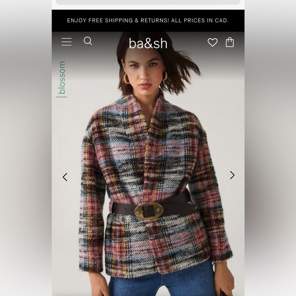 Ba&sh plaid blazer with removable belt. Still avail online - Picture 1 of 7